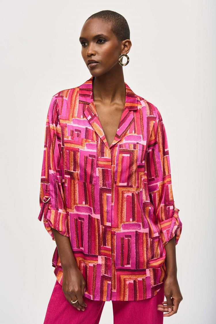 Joseph Ribkoff Satin Geometric Print Blouse