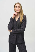 Load image into Gallery viewer, Joseph Ribkoff Lurex Knit Straight Top with Collar
