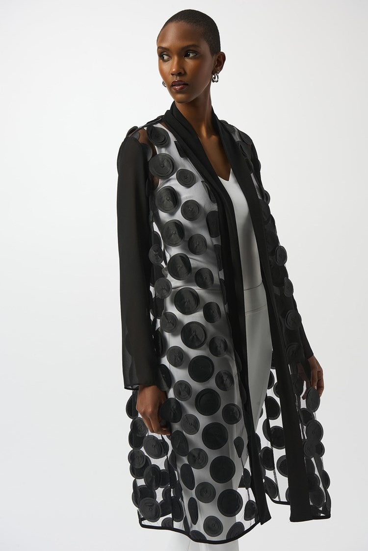 Joseph Ribkoff 3D Dot Mesh Cover Up - Black