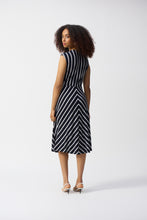 Load image into Gallery viewer, Joseph Ribkoff Silky Knit Stripe Fit and Flare Dress - Midnight Blue - Vanilla
