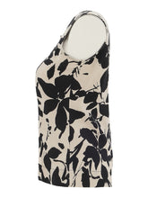 Load image into Gallery viewer, Dolcezza Linen Leaf Print Top 25140 - Beige Black
