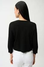 Load image into Gallery viewer, Joseph Ribkoff Knit Cover Up with Pearl Ornament - Black
