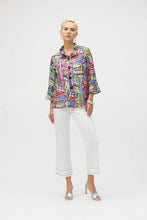 Load image into Gallery viewer, Joseph Ribkoff Jacquard Stripe Patchwork Print Trapeze Jacket 252038
