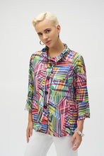 Load image into Gallery viewer, Joseph Ribkoff Jacquard Stripe Patchwork Print Trapeze Jacket
