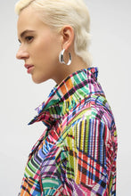 Load image into Gallery viewer, Joseph Ribkoff Jacquard Stripe Patchwork Print Trapeze Jacket
