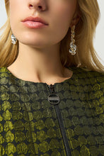 Load image into Gallery viewer, Joseph Ribkoff Textured Dot Jacquard Swing Jacket 253125 - Black/Green
