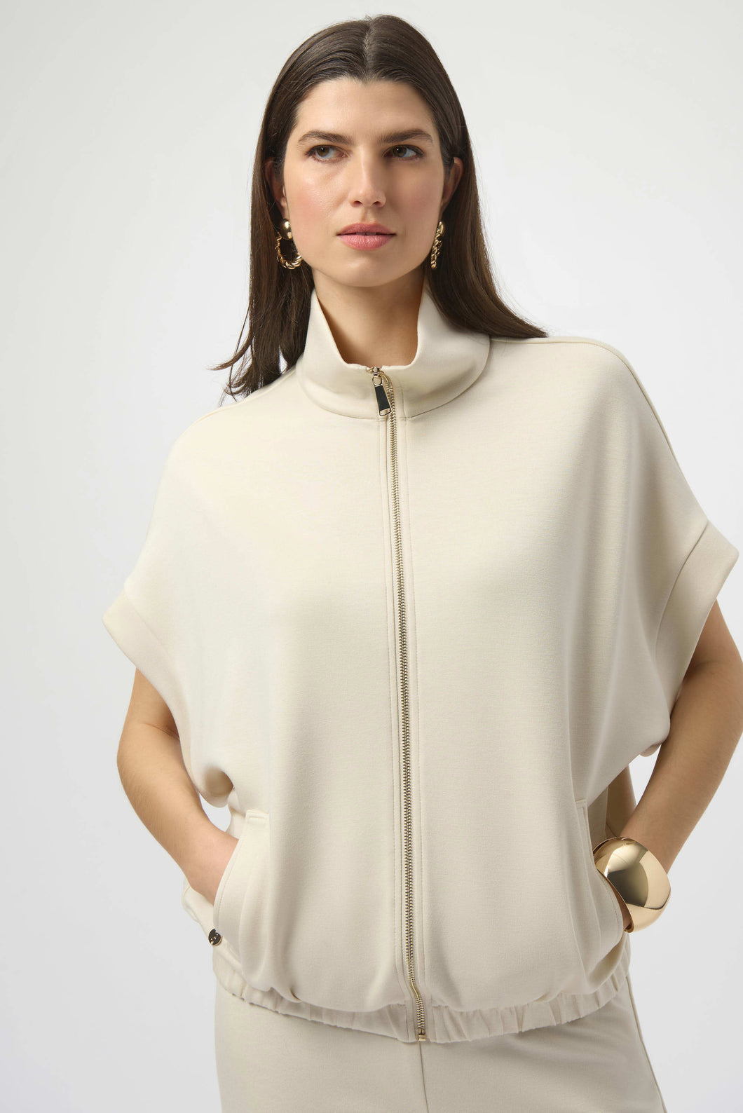 Joseph Ribkoff Scuba Jersey Boxy Jacket 254145 - Fawn
