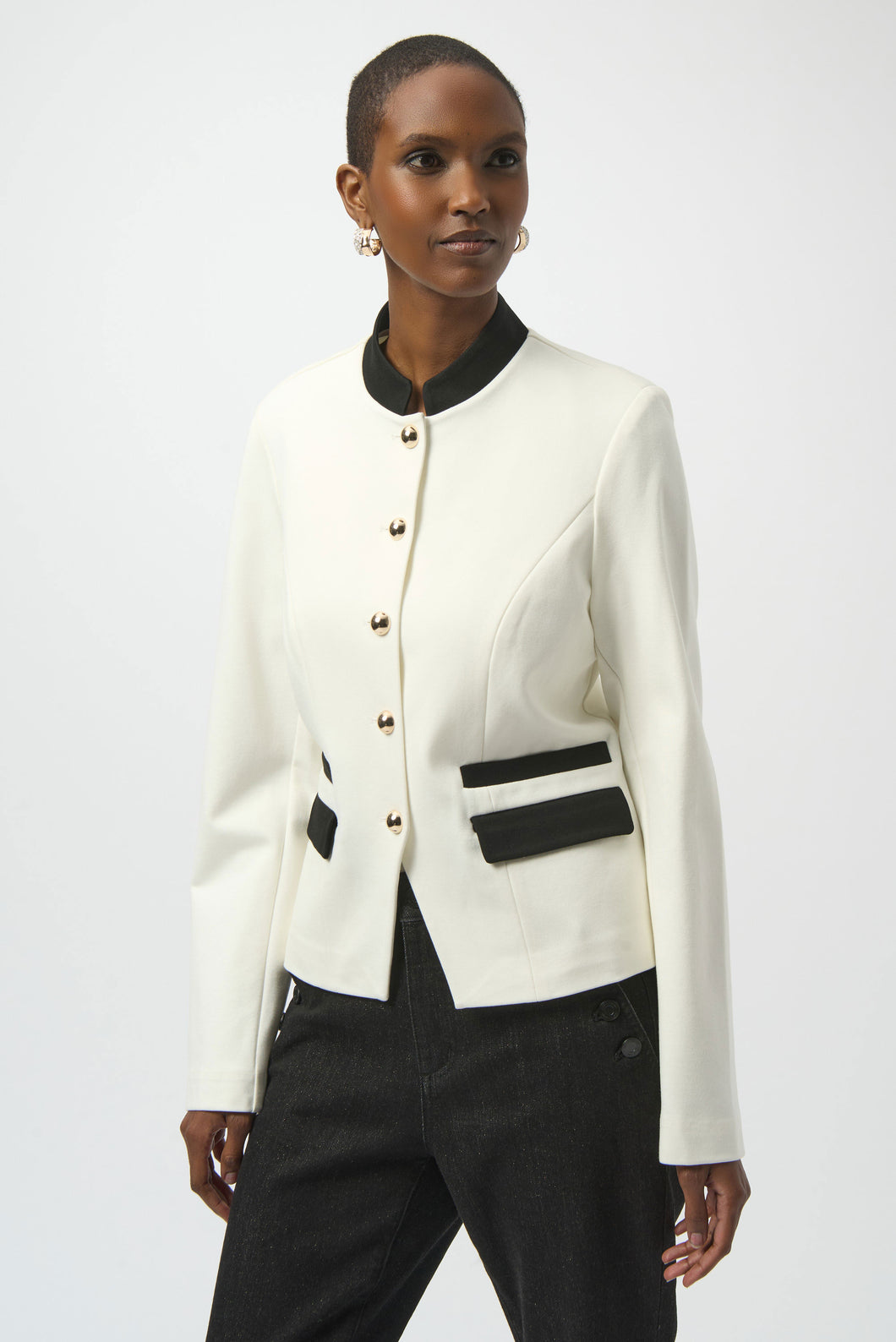 Joseph Ribkoff Mandarin Collar Fitted Jacket 254922 - Off White