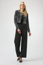 Load image into Gallery viewer, Joseph Ribkoff Sequin Velvet Crop Jacket 254930 - Silver Black
