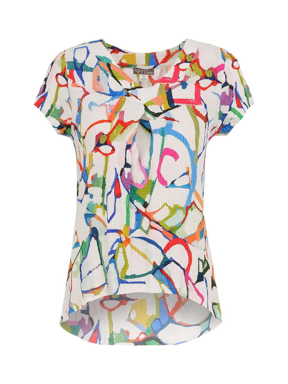 Dolcezza  Seersucker Printed  V Neck Top 25641