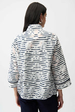 Load image into Gallery viewer, Joseph Ribkoff Jacquard Organza Stripe Bomber Jacket 261094 - Navy Off White
