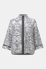 Load image into Gallery viewer, Joseph Ribkoff Jacquard Organza Stripe Bomber Jacket 261094 - Navy Off White
