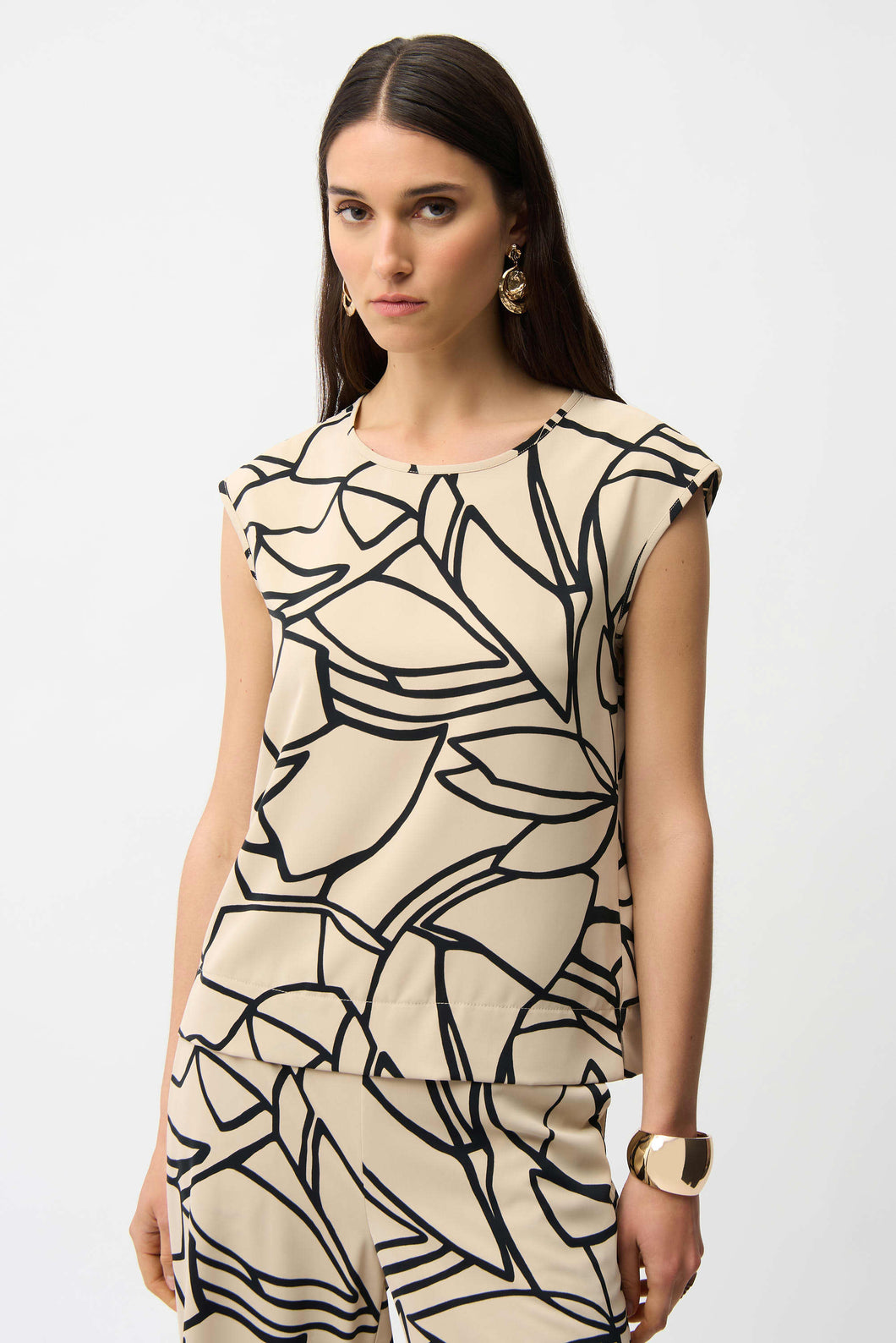 Joseph Ribkoff Abstract Top 261125 - Beige Black