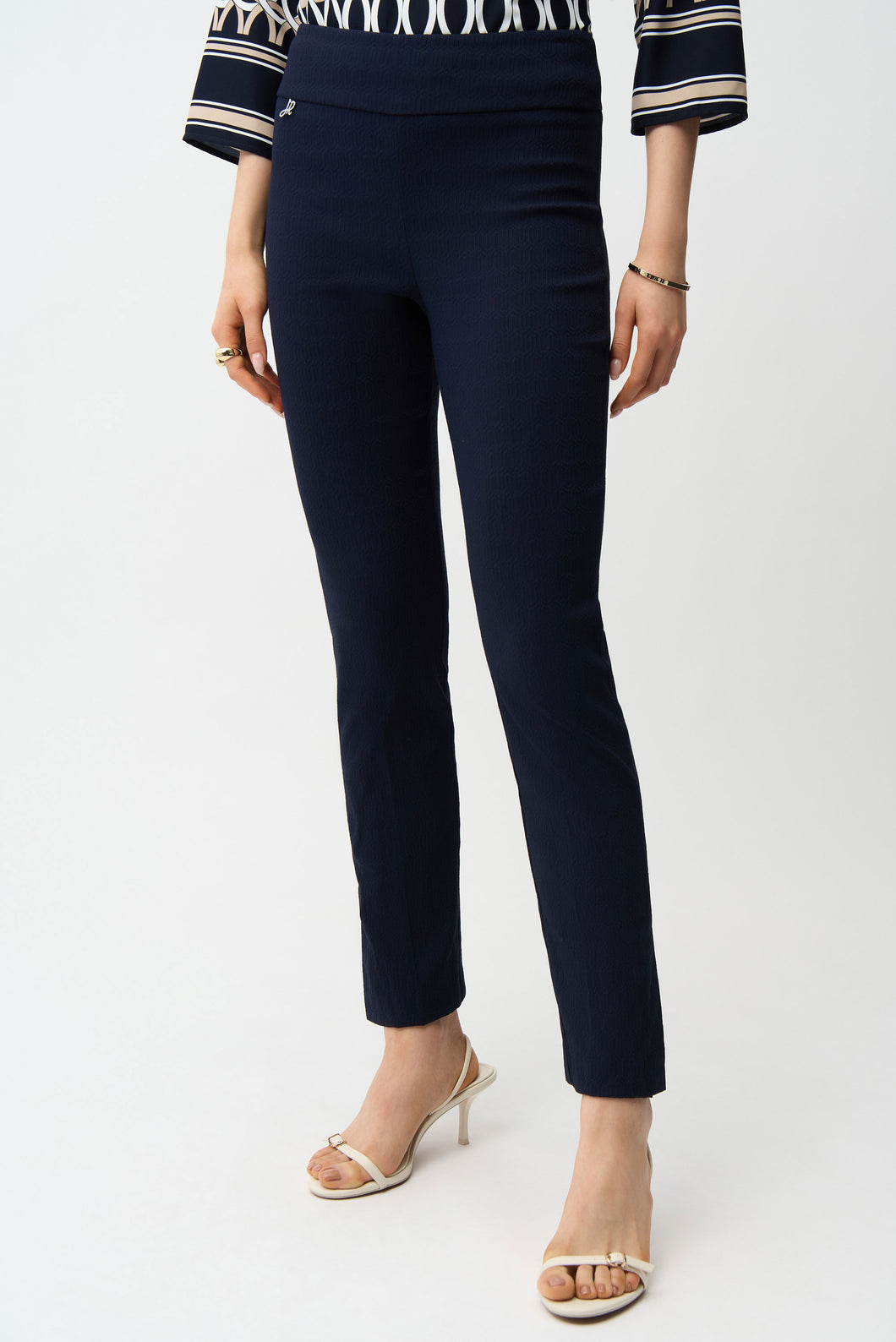 Joseph Ribkoff Jacquard Straight Pull-On Pants 261148 - Midnight Blue