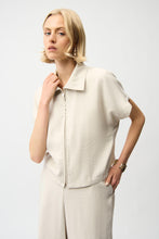 Load image into Gallery viewer, Joseph Ribkoff Recycled Textured Woven Boxy Jacket With Zipper Front 261237 - Moonstone
