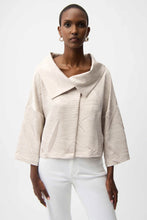 Load image into Gallery viewer, Joseph Ribkoff Pleated Satin Boxy Jacket With Overlay Collar 261241 - Moonstone
