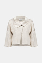 Load image into Gallery viewer, Joseph Ribkoff Pleated Satin Boxy Jacket With Overlay Collar 261241 - Moonstone
