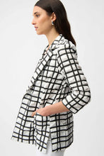 Load image into Gallery viewer, Joseph Ribkoff Jacquard Plaid Print Boxy Blazer With Notched Collar 261268 - Black White
