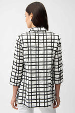 Load image into Gallery viewer, Joseph Ribkoff Jacquard Plaid Print Boxy Blazer With Notched Collar 261268 - Black White
