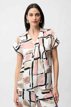 Load image into Gallery viewer, Joseph Ribkoff Satin Abstract Print Boxy Top With V-Neck 261308 - Multi
