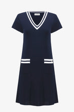 Load image into Gallery viewer, Joseph Ribkoff A-Line Dress With Rib Trim 261648 - Navy
