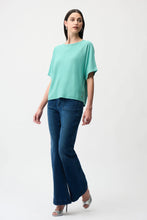 Load image into Gallery viewer, Joseph Ribkoff Sequins Yarn Short Sleeve Sweater 261917 - Seafoam
