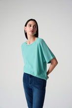 Load image into Gallery viewer, Joseph Ribkoff Sequins Yarn Short Sleeve Sweater 261917 - Seafoam
