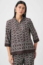 Load image into Gallery viewer, Joseph Ribkoff Recycled Woven Chain Print Boxy Top 263054 - Brown/Off White
