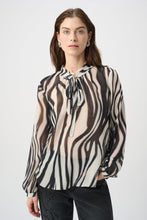 Load image into Gallery viewer, Joseph Ribkoff Animal Print Chiffon Blouse 264023 - Black Cream
