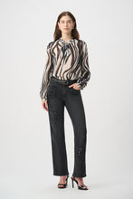 Load image into Gallery viewer, Joseph Ribkoff Animal Print Chiffon Blouse 264023 - Black Cream
