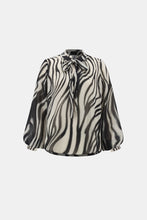 Load image into Gallery viewer, Joseph Ribkoff Animal Print Chiffon Blouse 264023 - Black Cream
