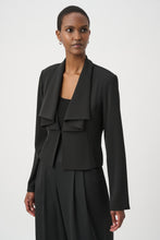 Load image into Gallery viewer, Joseph Ribkoff Draped Shawl Collar Cropped Blazer 264072 - Black
