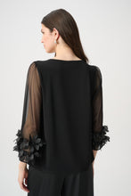 Load image into Gallery viewer, Joseph Ribkoff Embellished Sleeve Top 264189 - Black
