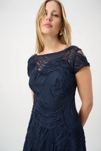 Load image into Gallery viewer, Joseph Ribkoff Embroidered Swirl Fit &amp; Flare Dress 264720 - Midnight Blue

