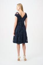 Load image into Gallery viewer, Joseph Ribkoff Embroidered Swirl Fit &amp; Flare Dress 264720 - Midnight Blue
