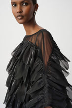 Load image into Gallery viewer, Joseph Ribkoff Crystal Organza Novelty Top 264941 - Black
