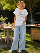 Load image into Gallery viewer, Kleio Artwork Fringed Tee 47005 - White

