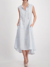 Load image into Gallery viewer, Monari Sky Blue Linen Maxi Dress
