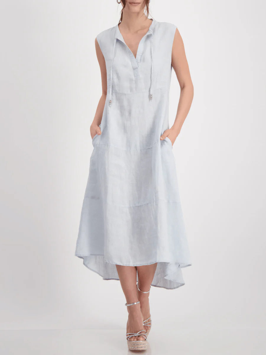 Monari Sky Blue Linen Maxi Dress