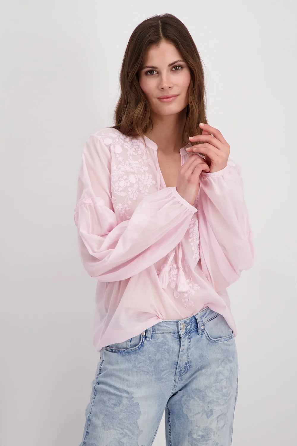 Monari Flocked Blouse in Flamingo