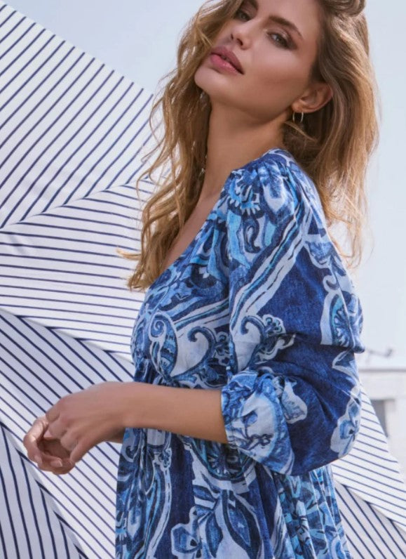 Monari Paisley Print Blouse 409755 - Navy