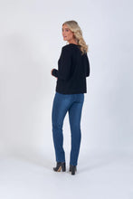 Load image into Gallery viewer, Vassalli Merino Round Neck Top with Crossover Front - Black
