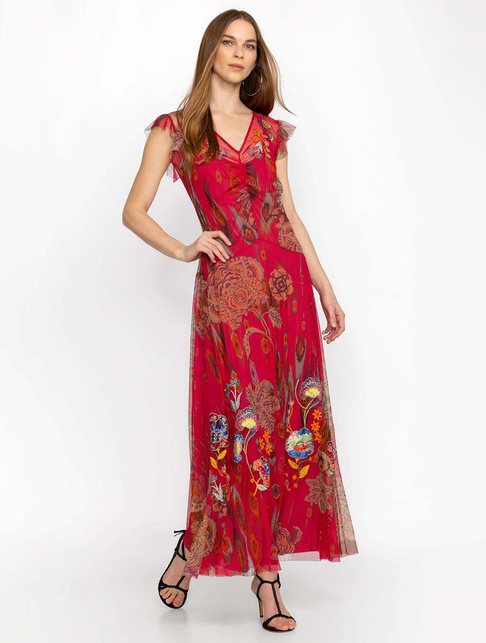 Johnny Was Feather Lark Mesh Maxi Dress (slip) – Soubret Pink Boutique