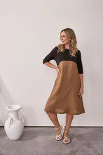 Load image into Gallery viewer, See Saw Linen Elbow Sleeve Jersey Top Dress - Kabuki
