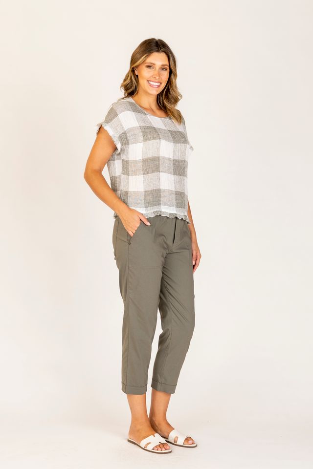 Maglia Lauren Frill S545O - Olive Stripe