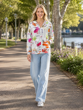 Load image into Gallery viewer, Kleio Artful Summer Jacket 61560 - White and Colourful
