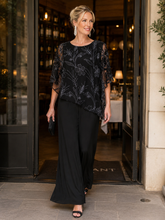 Load image into Gallery viewer, Kleio Silver Bloom Evening Top 61737 - Black and Silver
