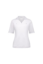 Load image into Gallery viewer, Vassalli Collared Polo with Sleeve Cuff Detail - White
