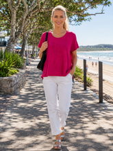 Load image into Gallery viewer, Foil Cotton In Tucks Tee CFO8703 - Flamingo
