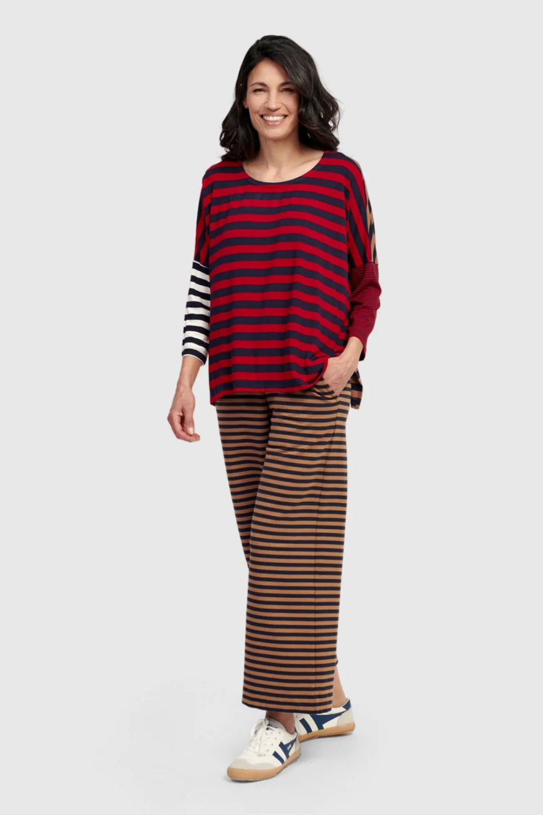 Alembika Cropped Stripe Pant SP606O - Ochre